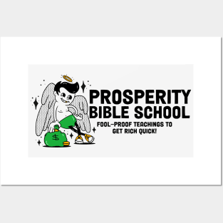 Prosperity Bible School // Funny Retro Angel Cartoon // Prosperity Gospel Pardoy Posters and Art